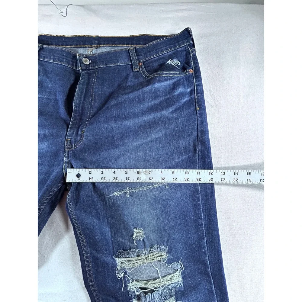 Levis 511 Slim Fit Distressed Ripped Blue Denim Jeans Mens 40x31‎ Dark Wash